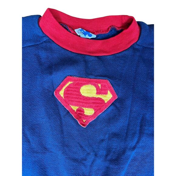 Vintage 80s Superman Embroidered Kids Sweatshirt Blue Rob Roy Made USA Size 10 - Picture 9 of 9